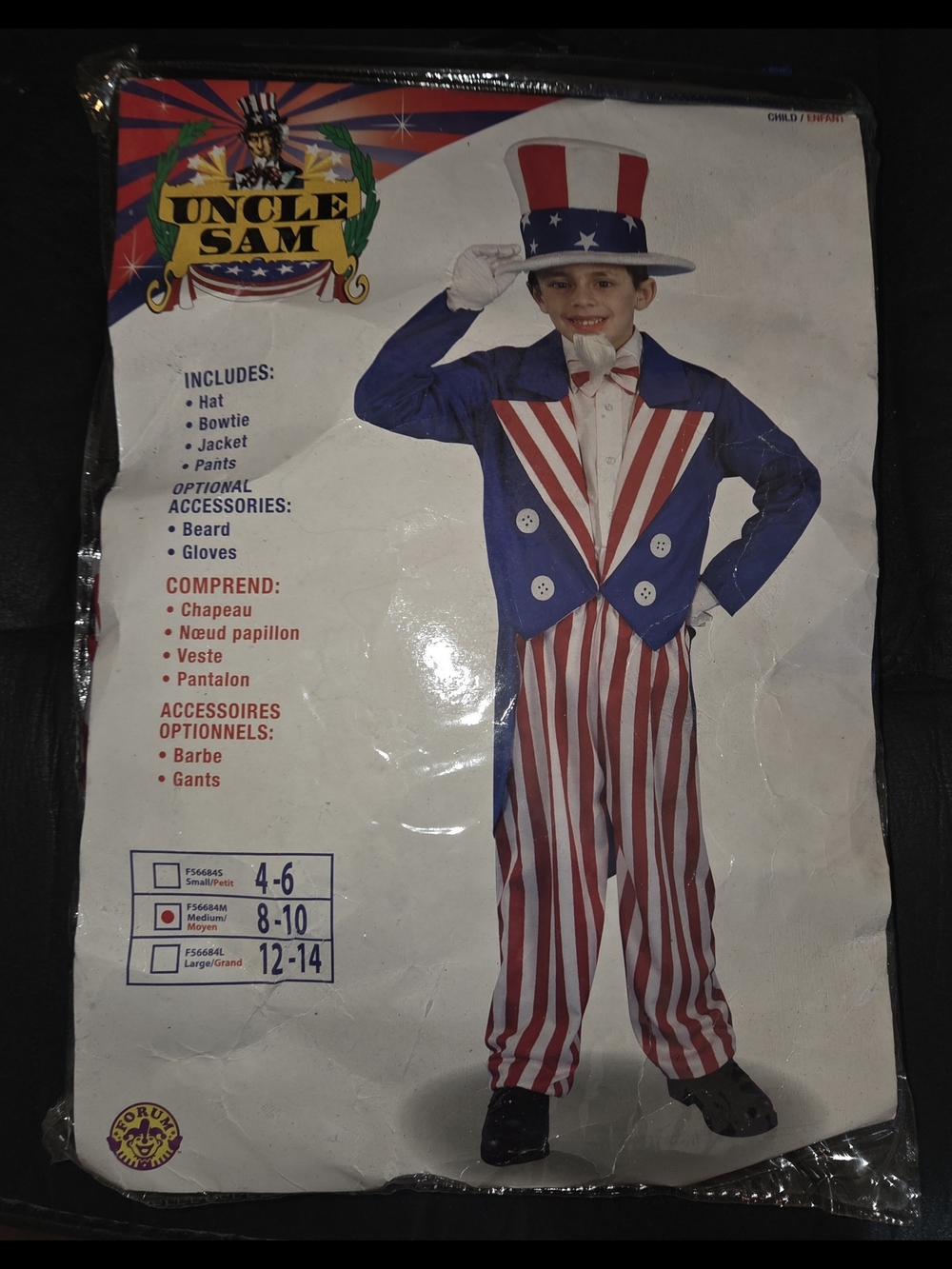 EUC Rubie's Patriotic Uncle Sam Kids Costume Red White Blue Size 8/10